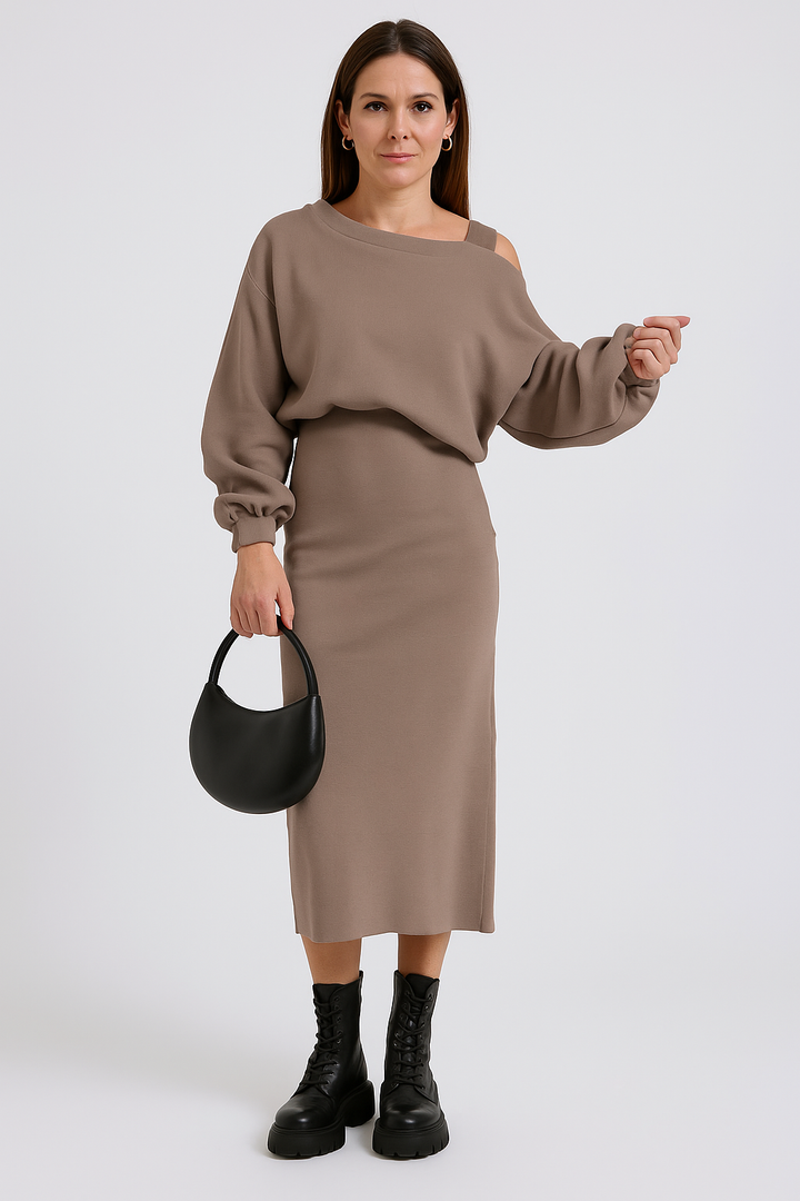 Megan Set with drop-shoulder Sweatshirt and Sleeveless Dress