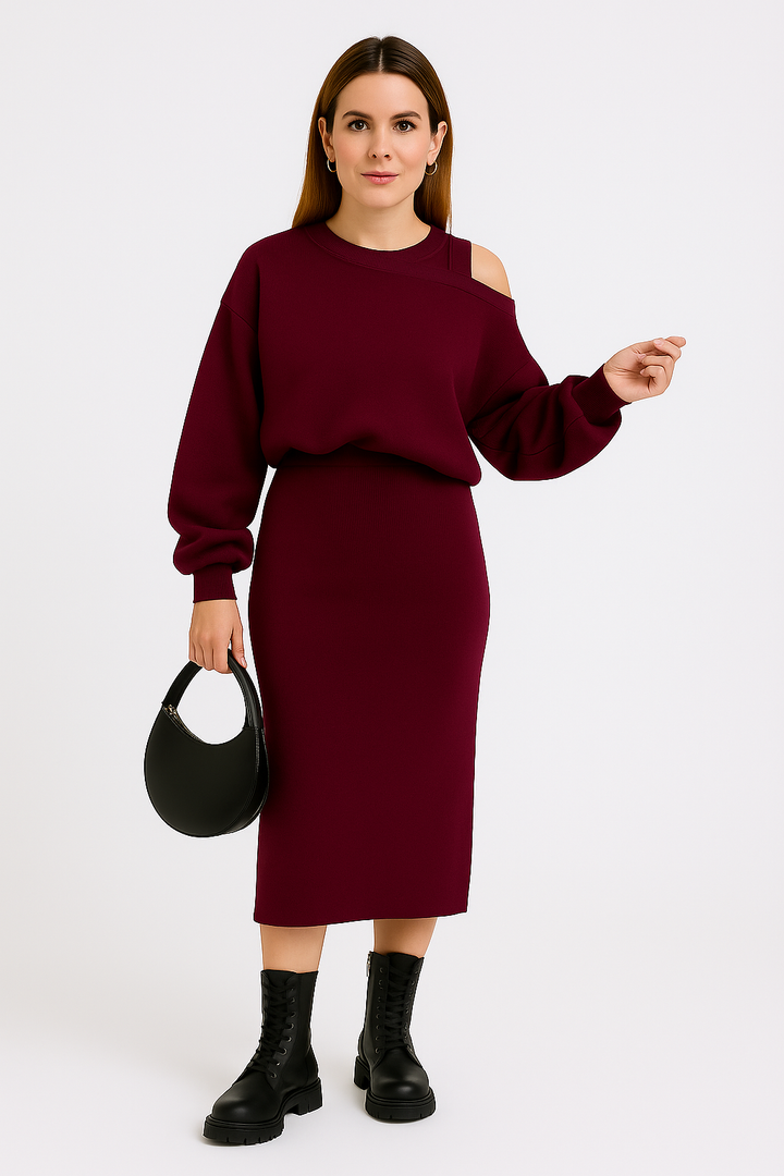 Megan Set with drop-shoulder Sweatshirt and Sleeveless Dress