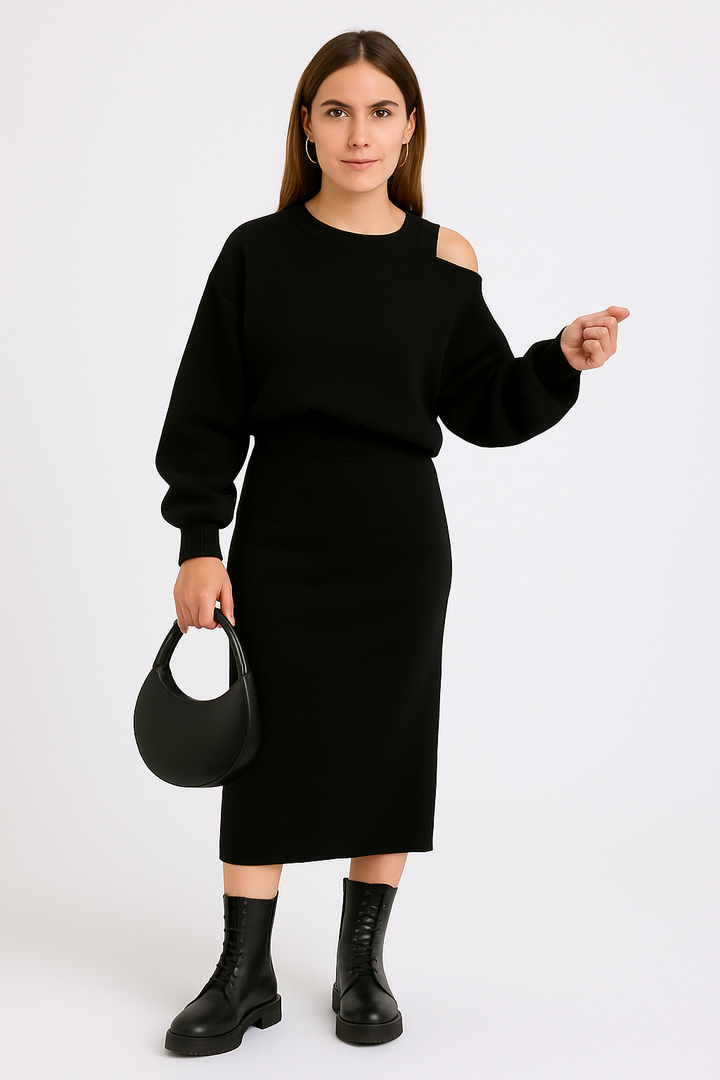 Megan Set with drop-shoulder Sweatshirt and Sleeveless Dress