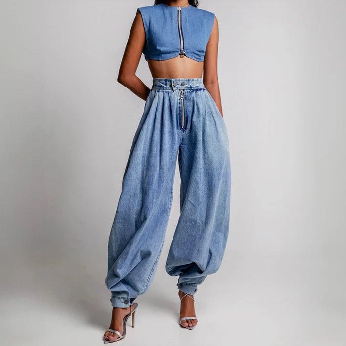 High Waist Denim Balloon Jeans