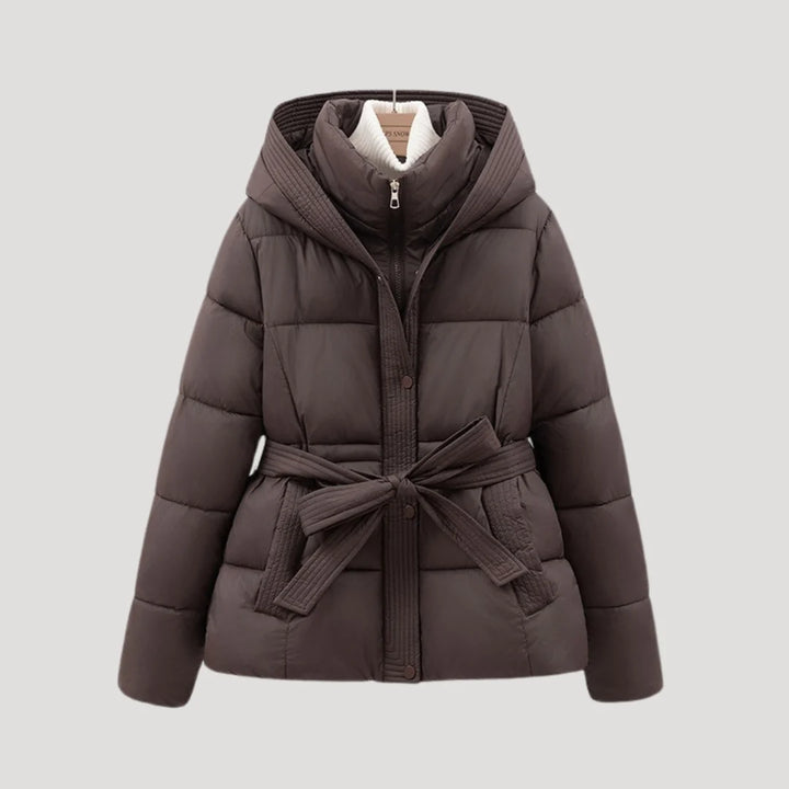 Aurora | Women’s winter puffer jacket with hood and belt