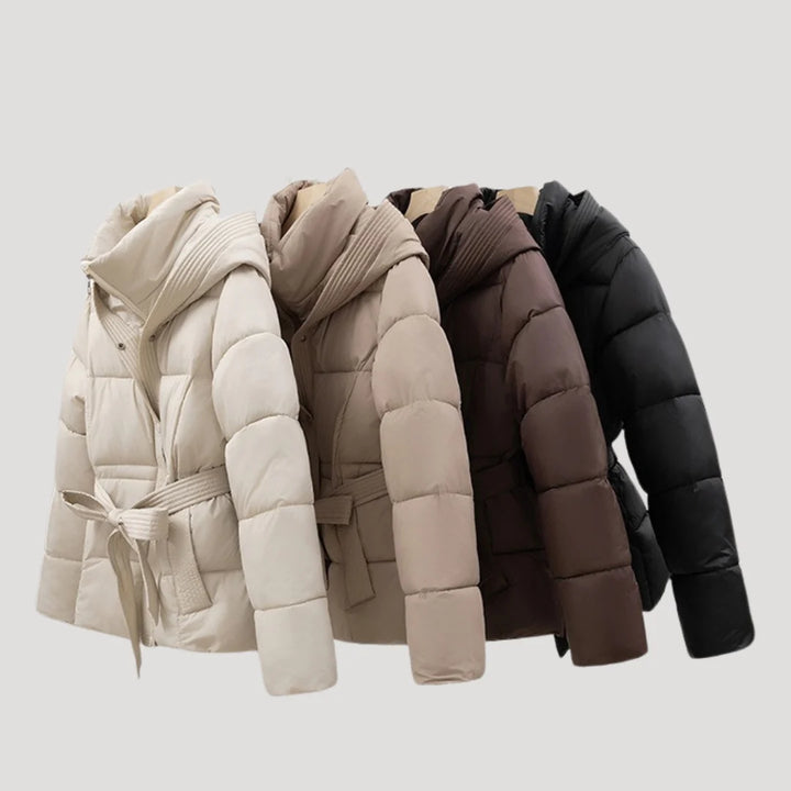 Aurora | Women’s winter puffer jacket with hood and belt
