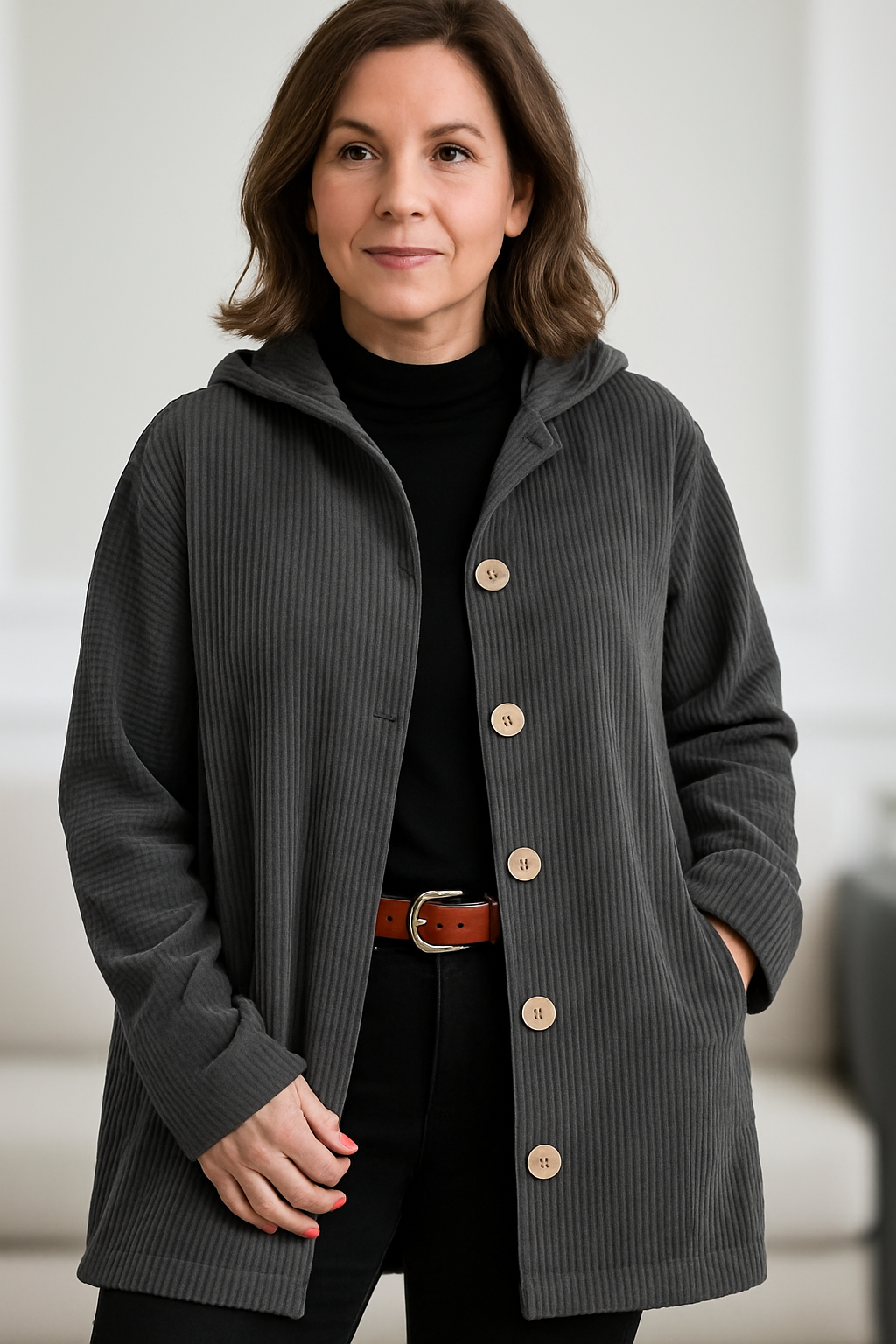 Aurelia Corduroy Hooded Jacket
